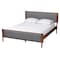 Baxton Studio Powers Mid-Century Modern Grey Fabric and Ash Walnut Finished Wood King Size Platform Bed 236-12780-ZORO - alternate 1